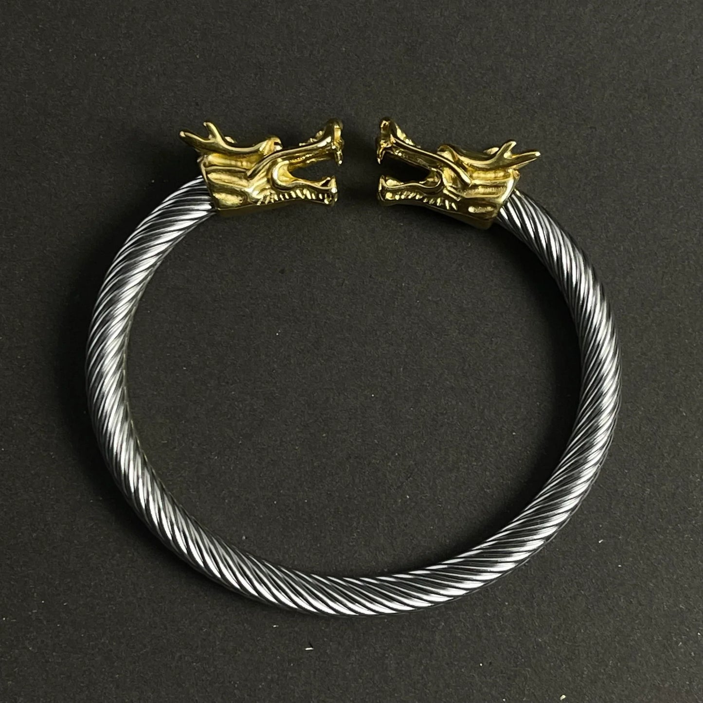Alpha Dragon Golden Steel Bracelet For Men
