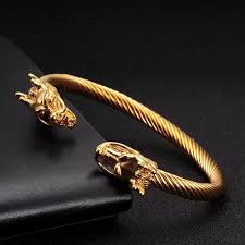 Alpha Dragon Golden Steel Bracelet For Men